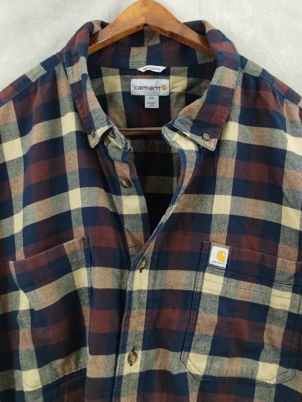 Carhartt Relaxed Fit Plaid Flannel Heavy Shirt Size 3XL